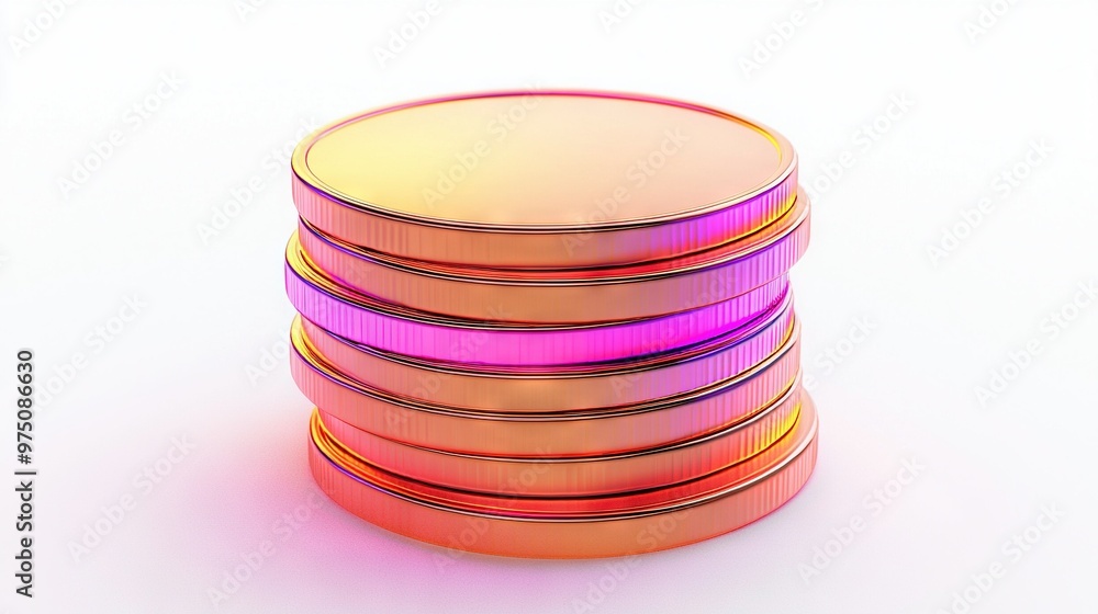 Stacked gold coins on white background Stacked gold coins on white background