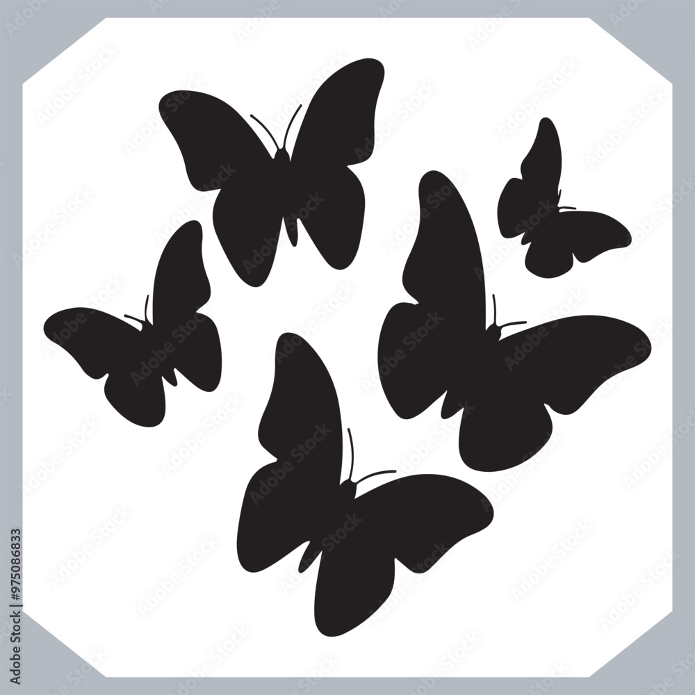 Butterfly silhouette icon, Silhouettes of butterflies. Black of funny butterflies. Insect butterfly black silhouette, Set of butterflies Butterfly silhouette icon, Silhouettes of butterflies. Black of funny butterflies. Insect butterfly black silhouette, Set of butterflies