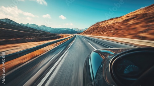 Driving POV Highway. AI generated illustration photo