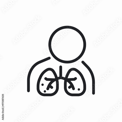 person affected lungs icon sign vector