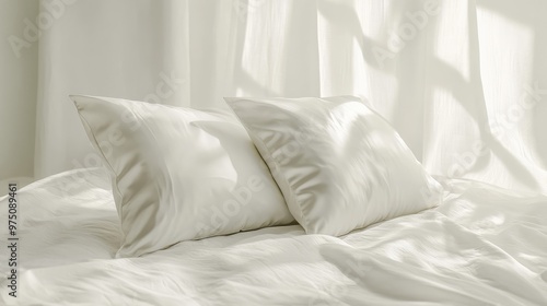 White Pillows Bedding. AI generated illustration photo