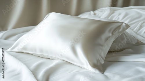 White Pillows Bedding. AI generated illustration photo