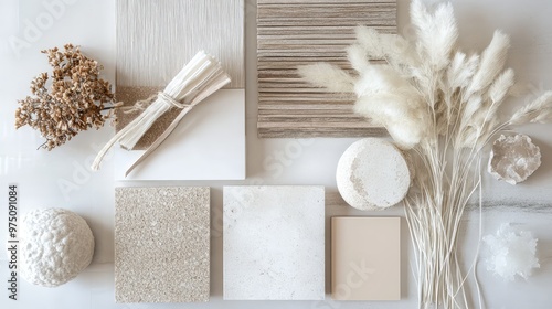 Interior Materials Mood Board. AI generated illustration photo