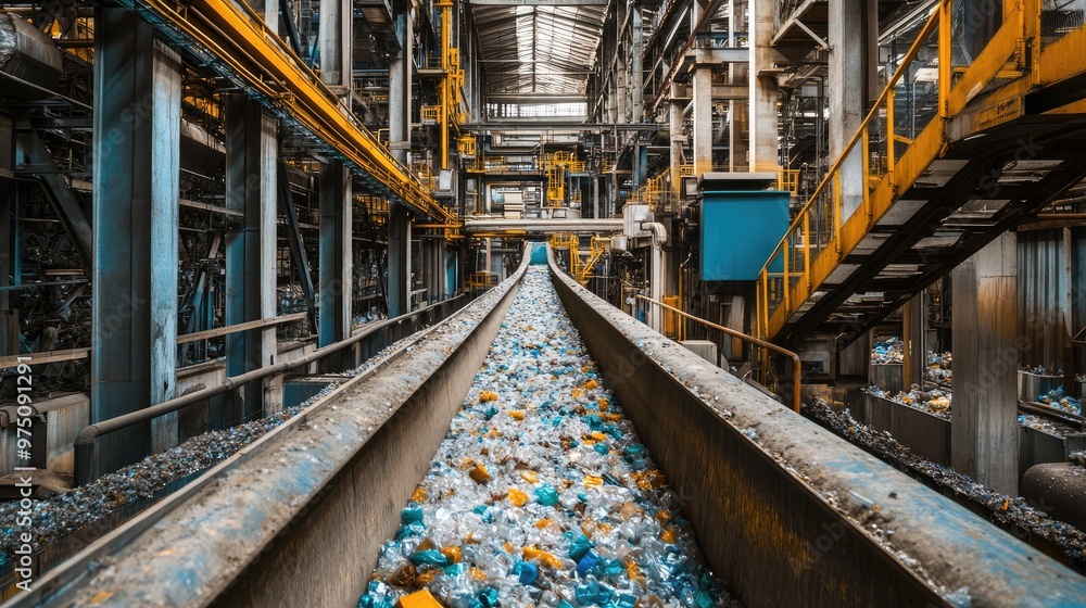 Plastic Recycling Plant Process. AI generated illustration Plastic Recycling Plant Process. AI generated illustration