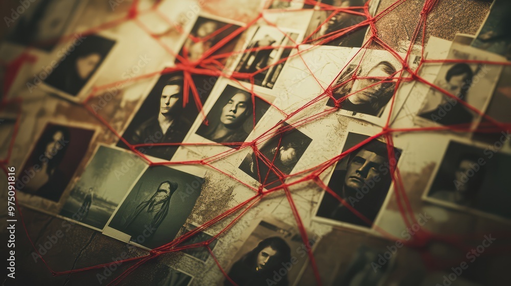 Detective Board Investigation. AI generated illustration Detective Board Investigation. AI generated illustration