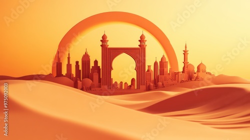 Saudi Arabia Heritage Skyline. AI generated illustration photo