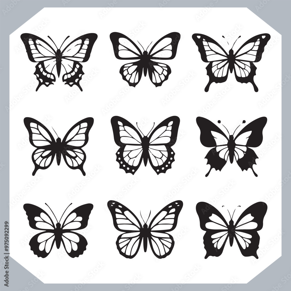 custom made wallpaper toronto digitalButterfly silhouette icon, Silhouettes of butterflies. Black of funny butterflies. Insect butterfly black silhouette, Set of butterflies