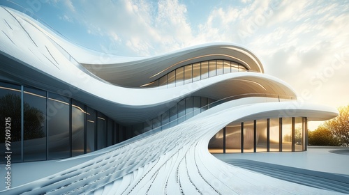 Parametric Curve Roof Design. AI generated illustration photo