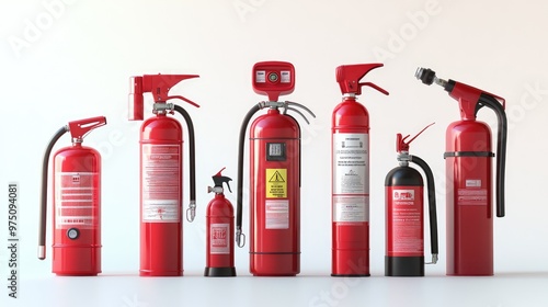 Various Fire Extinguishers. AI generated illustration photo