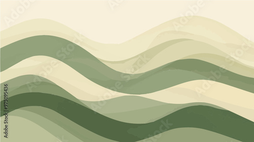 Abstract wavy green shapes with soft beige hues, ideal for modern posters, decor, and digital art.