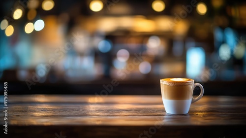 Blurred Café Coffee Bar Background. AI generated illustration. photo