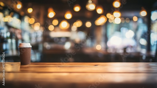 Blurred Café Coffee Bar Background. AI generated illustration. photo