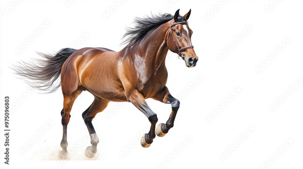 Running Bay Horse Isolated on White Background Running Bay Horse Isolated on White Background