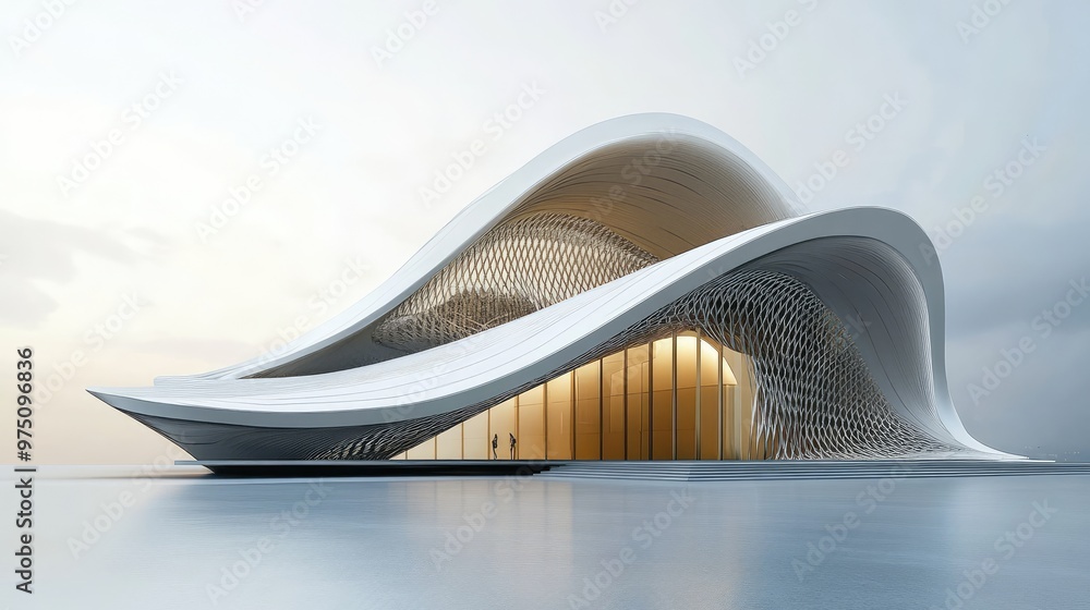Parametric Curve Roof Design. AI generated illustration Parametric Curve Roof Design. AI generated illustration