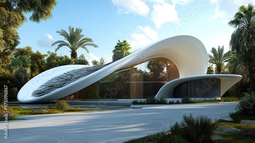 Parametric Curve Roof Design. AI generated illustration photo