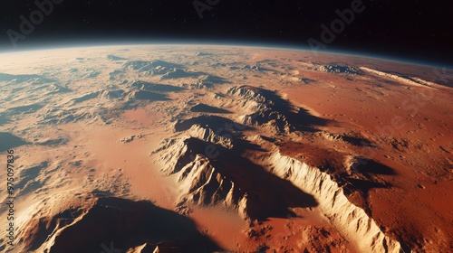 Orbital View of Mars Surface. AI generated illustration photo