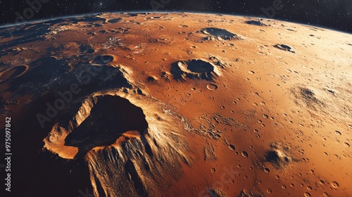 Orbital View of Mars Surface. AI generated illustration photo