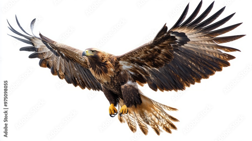 Golden Eagle In Flight Isolated On White Background Golden Eagle In Flight Isolated On White Background