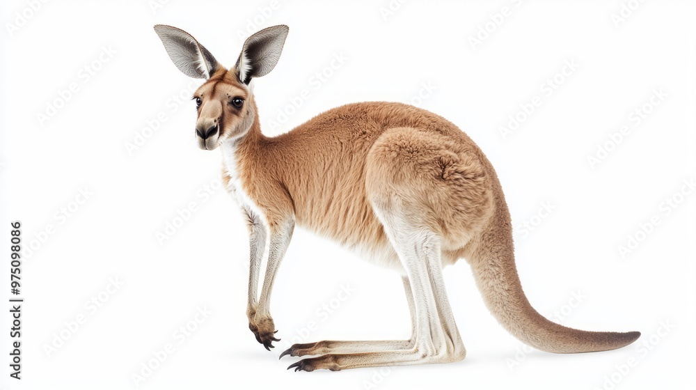 Red Kangaroo Standing on White Background Red Kangaroo Standing on White Background