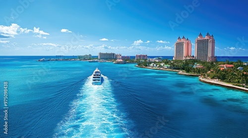 Nassau Port Sapphire Waters. AI generated illustration photo