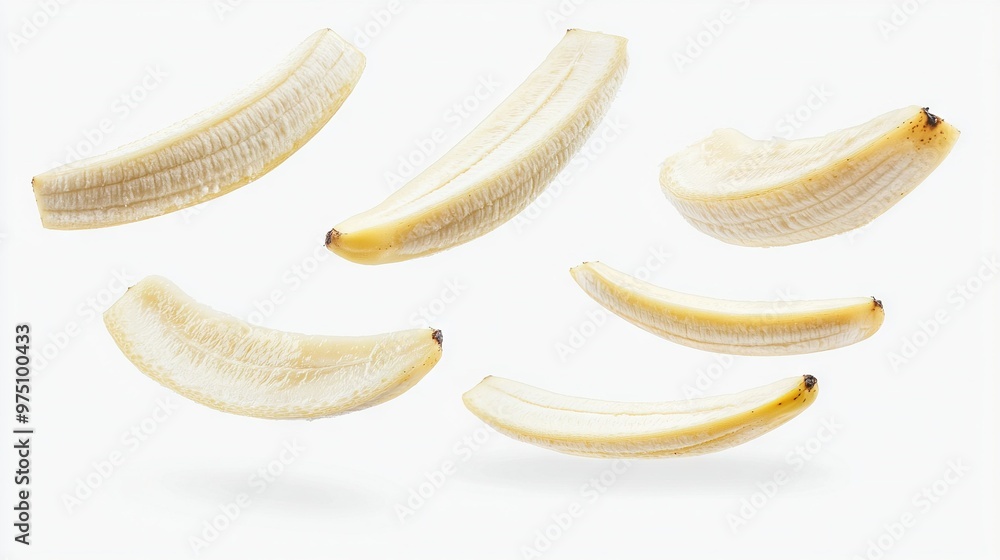White table with sliced bananas and banana peel White table with sliced bananas and banana peel