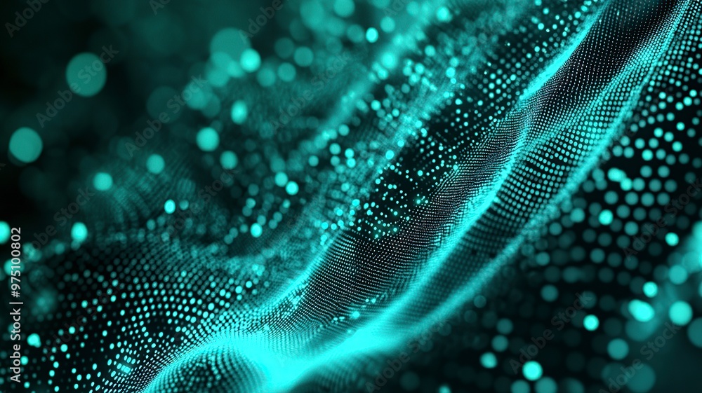 Abstract digital wave of glowing particles, creating a sense of depth and movement. Abstract digital wave of glowing particles, creating a sense of depth and movement.