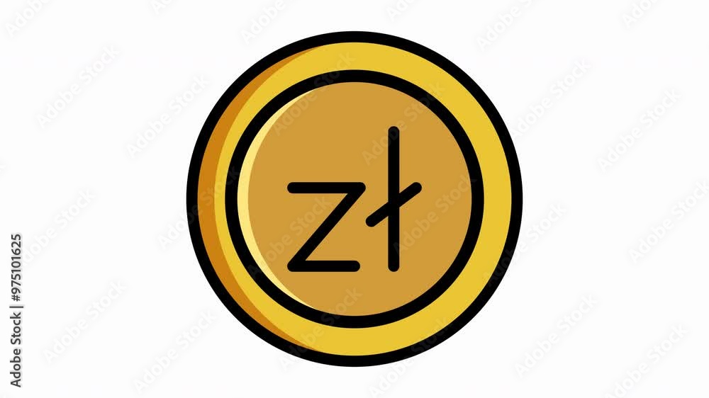 Animated, gold coin featuring Zloty coin, Poland money symbol, ideal for financial concepts, currency exchange, current money, economics, investment, banking, savings and investment concepts design pr Animated, gold coin featuring Zloty coin, Poland money symbol, ideal for financial concepts, currency exchange, current money, economics, investment, banking, savings and investment concepts design pr
