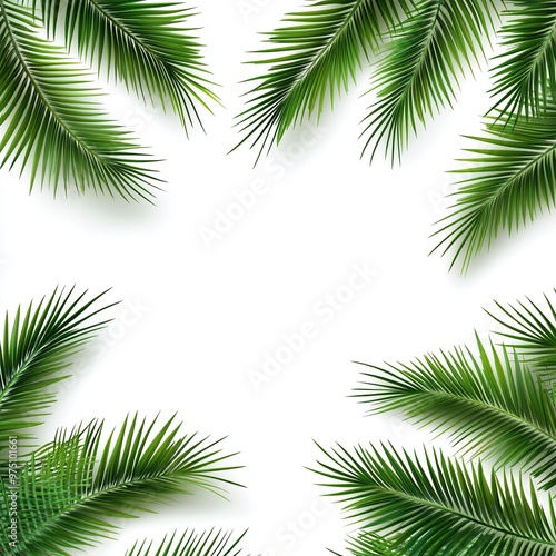 Minimalist Palm Leaves on White Background