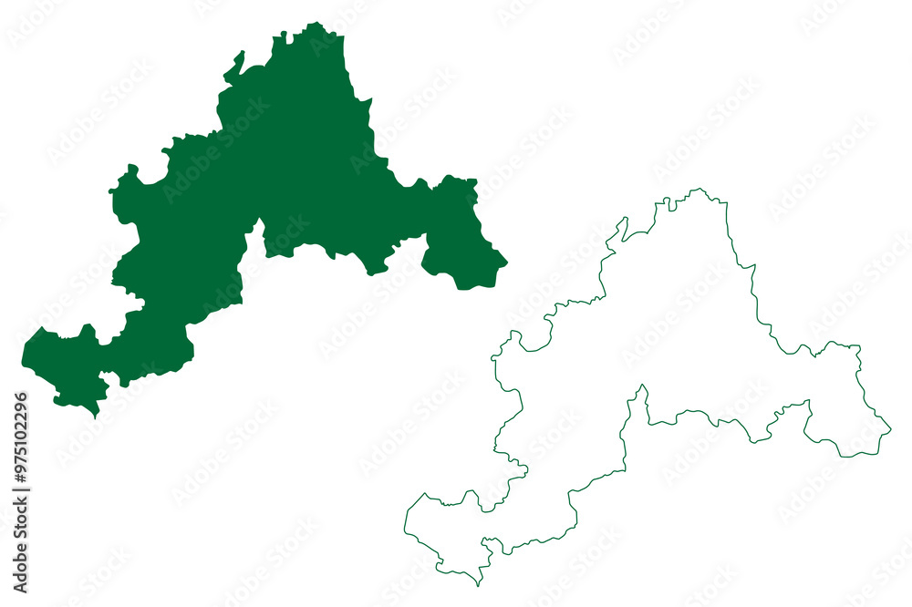 Naklejka premium Jhalawar district (Rajasthan State, Republic of India) map vector illustration, scribble sketch Jhalawar map