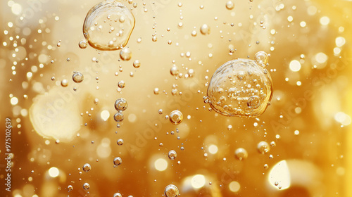 a close-up, top-down view of ginger ale bubbles, filling the entire frame with the focus on the fine, lively effervescence