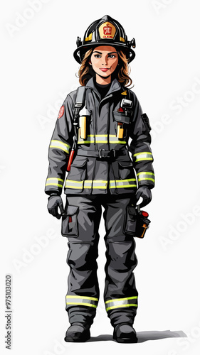 Illustration of woman firefighter