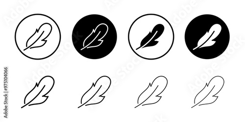 Feather icon logo set vector