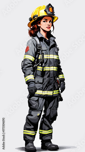 Illustration of woman firefighter