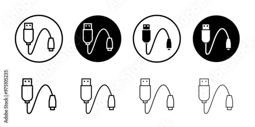 USB cable icon logo set vector