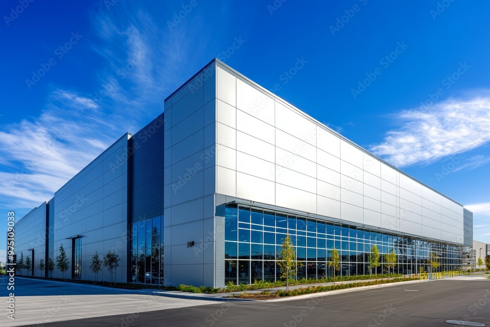 Sleek modern warehouse office building an architectural marvel in contemporary design Sleek modern warehouse office building an architectural marvel in contemporary design