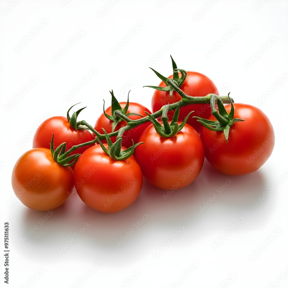 A bunch of ripe cherry tomatoes isolated on white background. A bunch of ripe cherry tomatoes isolated on white background.