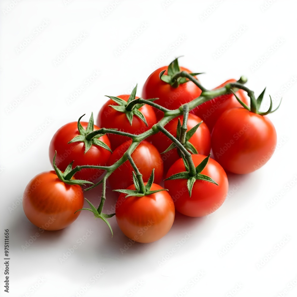 A bunch of ripe cherry tomatoes isolated on white background. A bunch of ripe cherry tomatoes isolated on white background.