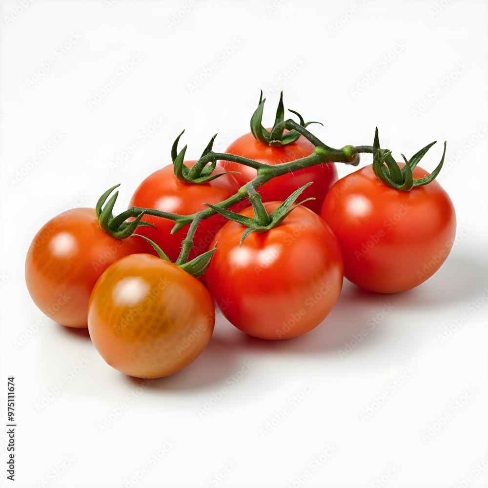 A bunch of ripe cherry tomatoes isolated on white background. A bunch of ripe cherry tomatoes isolated on white background.