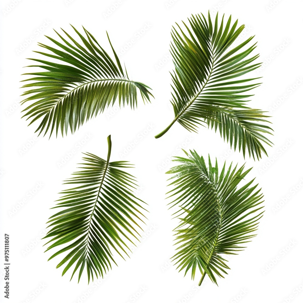 Minimalist Palm Leaves on White Background Minimalist Palm Leaves on White Background