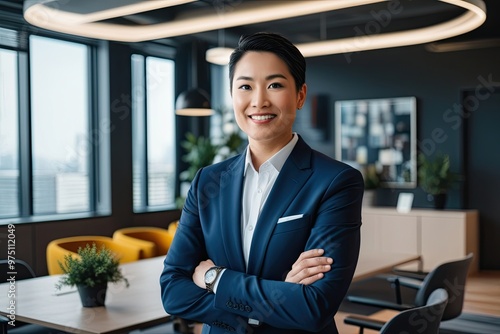 Vibrant Business Executive Headshot in Modern Office Environment