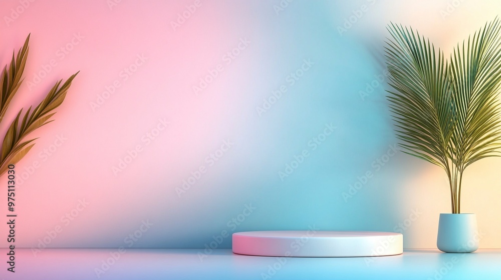 Minimalist Pastel Gradient Background for Product Display with Geometric Shapes and Soft Lighting Minimalist Pastel Gradient Background for Product Display with Geometric Shapes and Soft Lighting