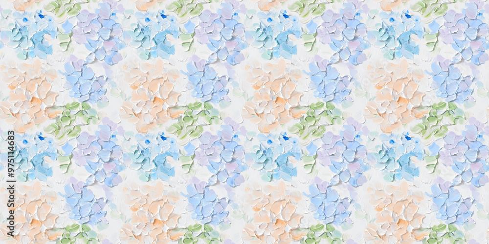 Obraz premium an abstract impressionism painting pattern of hydrangeas on a white background