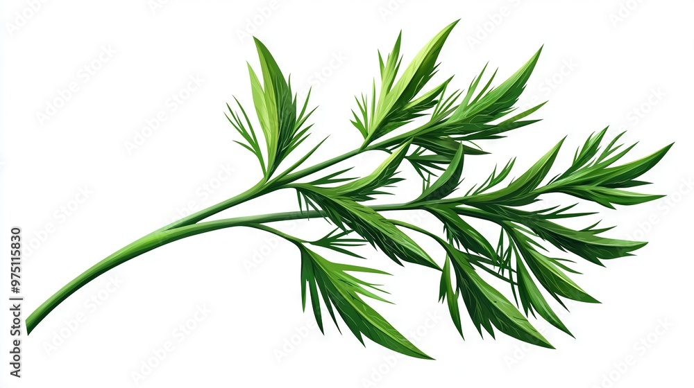 A green leafy plant on a white background with a clipping path to the bottom right A green leafy plant on a white background with a clipping path to the bottom right