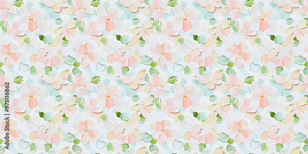 an abstract impressionism painting pattern of cherry blossoms on a white background an abstract impressionism painting pattern of cherry blossoms on a white background