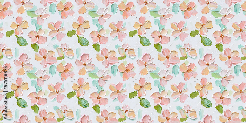 an abstract impressionism painting pattern of cherry blossoms on a white background an abstract impressionism painting pattern of cherry blossoms on a white background
