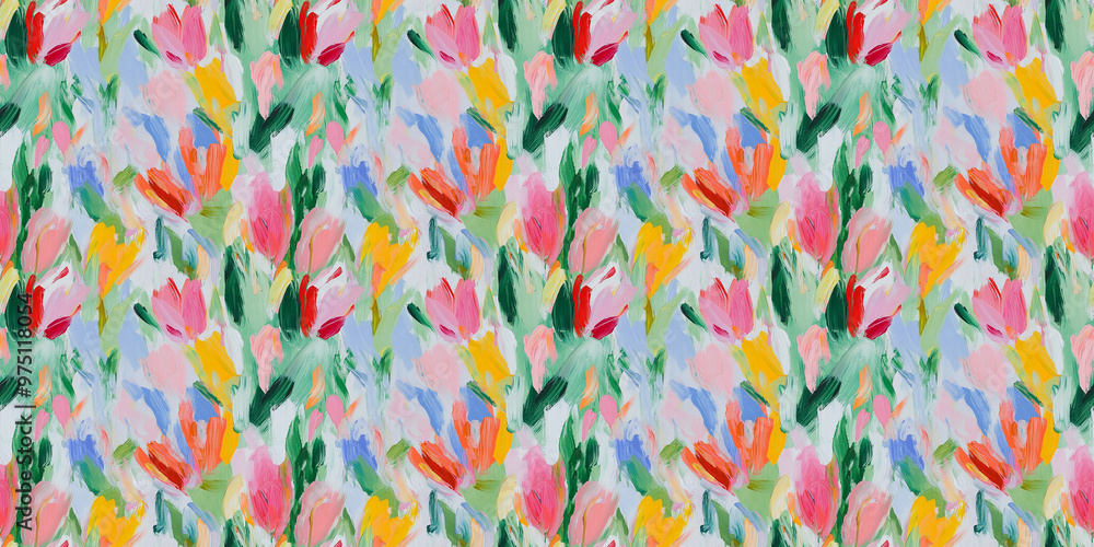 an abstract painting of tulips in a naive impressionistic style with gouache an abstract painting of tulips in a naive impressionistic style with gouache
