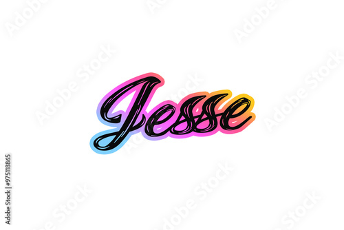 The name “Jesse” written in a stylized colorful retro font photo