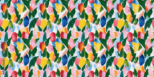 an abstract painting pattern of tulips on a white background