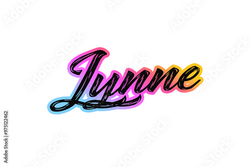 The name “Lynne” written in a stylized colorful retro font photo