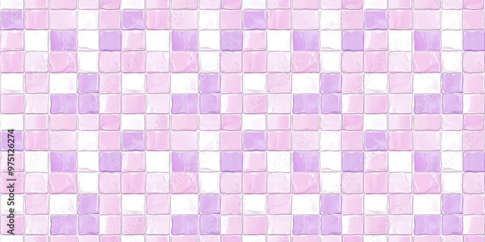 cute gouache painting style of soft pink and lavender color tiles seamless pattern, clean surface texture, white background cute gouache painting style of soft pink and lavender color tiles seamless pattern, clean surface texture, white background